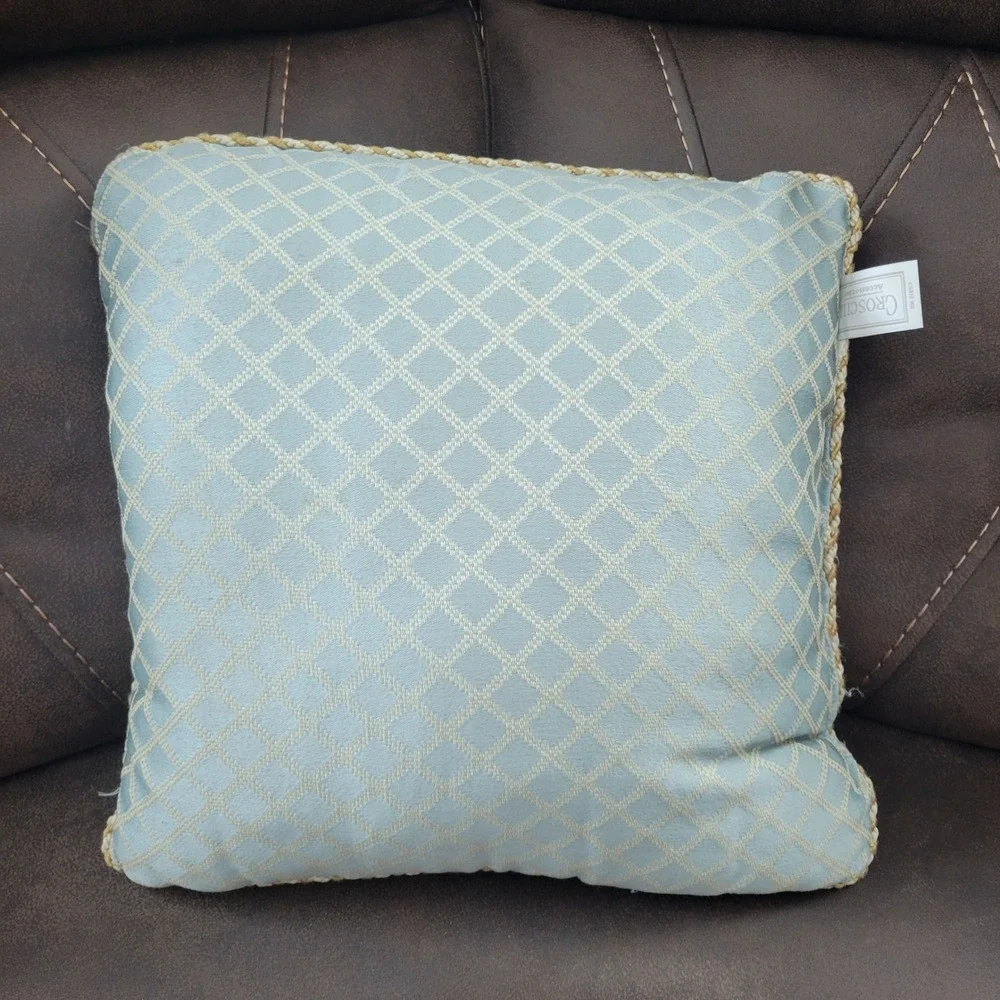 Croscill Napoleon Boudoir Blue Gold‎ Decor Throw Pillows Braided Fringe USA VTG
